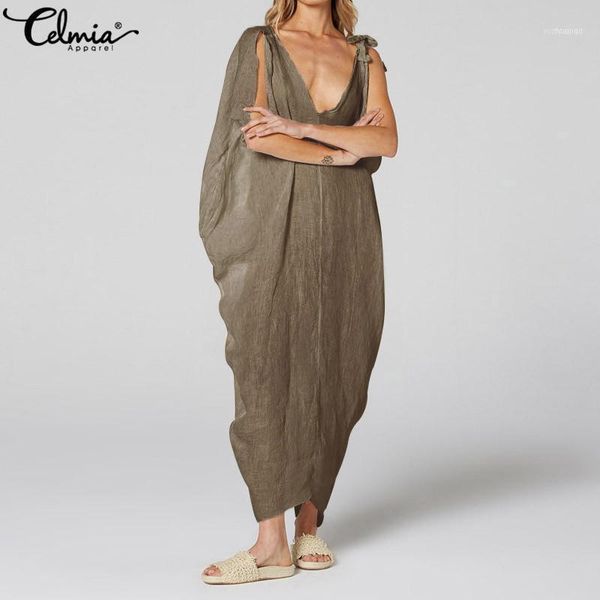 casual dresses 2021 celmia women vintage long dress v-neck sleeveless asymmetric baggy pleated maxi summer beach vestidos 71, Black;gray
casual dresses 2021 celmia women vintage long dress v-neck sleeveless asymmetric baggy pleated maxi summer beach vestidos 71, Black;gray