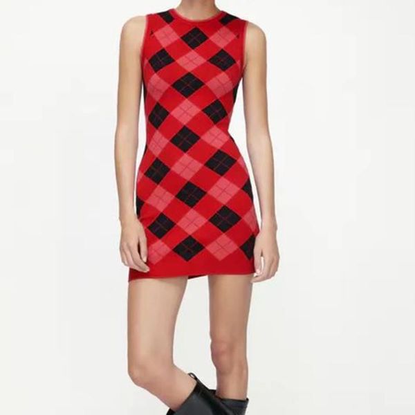 casual dresses knitted plaid mini dress for women fall o neck sleeveless argyle slim stretch bodycon red sweater clothes, Black;gray
casual dresses knitted plaid mini dress for women fall o neck sleeveless argyle slim stretch bodycon red sweater clothes, Black;gray