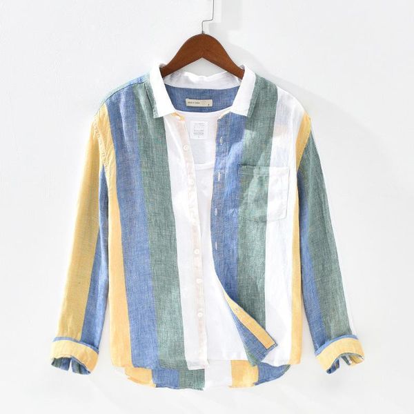 men's casual shirts 1931 men spring fashion japan style pure linen colorful stripe dyed long sleeve shirt male minimalism leisu, White;black
men's casual shirts 1931 men spring fashion japan style pure linen colorful stripe dyed long sleeve shirt male minimalism leisu, White;black