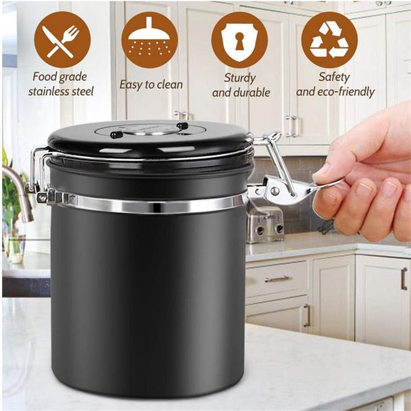 stainless steel sealed tank storage moisture-proof coffee bean milk powder jar tea pot kitchen grains box msdl01 bottles & jars