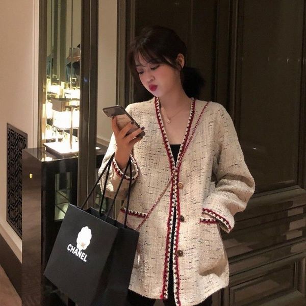 women's jackets spring and autumn 2021 korean version versatile loose long sleeved cardigan temperament small fragrance coat, Black;brown
women's jackets spring and autumn 2021 korean version versatile loose long sleeved cardigan temperament small fragrance coat, Black;brown