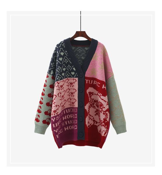 women's sweaters 2021 oversized cardigans vintage letters printed patchwork knit jackets thick fleeced long coat xzjy, White;black
women's sweaters 2021 oversized cardigans vintage letters printed patchwork knit jackets thick fleeced long coat xzjy, White;black