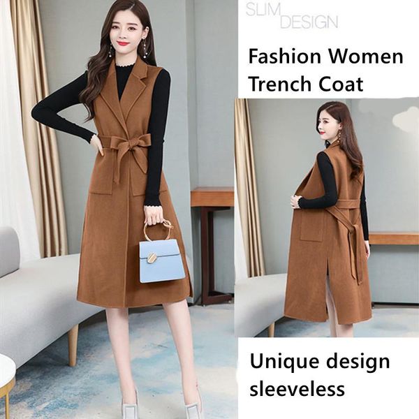 women's trench coats fashion coat for women long silm sleeveless autumn winter clothes design windbreaker lady waistcoat, Tan;black
women's trench coats fashion coat for women long silm sleeveless autumn winter clothes design windbreaker lady waistcoat, Tan;black