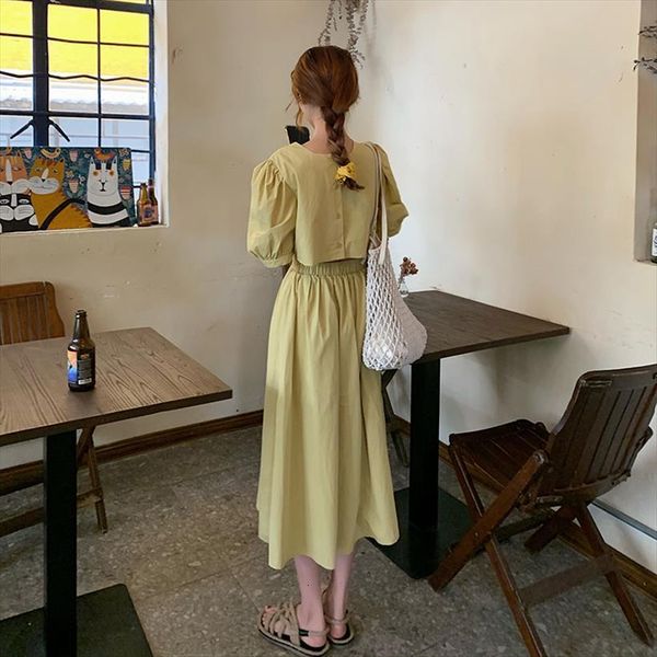 summer waistless back women dresses buttons elastic waist a line long dress vintage yellow solid color midi sundress, Black;gray
summer waistless back women dresses buttons elastic waist a line long dress vintage yellow solid color midi sundress, Black;gray