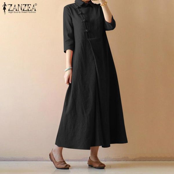casual dresses 2021 zanzea women spring dress solid midi sundress kaftan retro vintage lapel neck 3/4 sleeve buttons party vestidos robe, Black;gray
casual dresses 2021 zanzea women spring dress solid midi sundress kaftan retro vintage lapel neck 3/4 sleeve buttons party vestidos robe, Black;gray