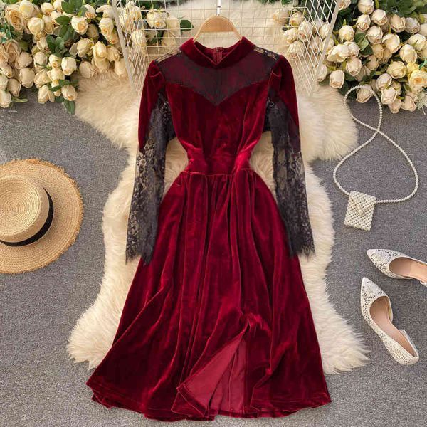 singreiny elegant retro velour dress women chic splice lace long sleeve a-line dresses autumn split velvet midi long dress 210419, Black;gray
singreiny elegant retro velour dress women chic splice lace long sleeve a-line dresses autumn split velvet midi long dress 210419, Black;gray