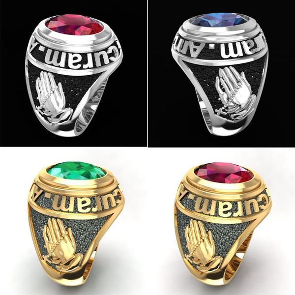 cluster rings vintage latin proverb hands praying gem ring personality motorcycle party silver color crystal promise jewelry for men, Golden;silver
cluster rings vintage latin proverb hands praying gem ring personality motorcycle party silver color crystal promise jewelry for men, Golden;silver