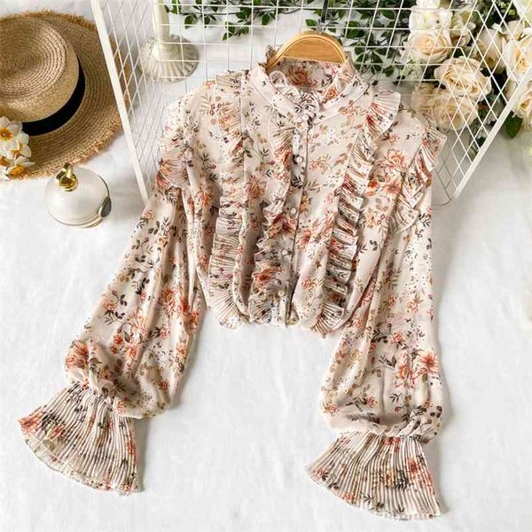 spring autumn women's blouses korean style pleated ruffled floral chiffon slimming long-sleeved female gx329 210507, White
spring autumn women's blouses korean style pleated ruffled floral chiffon slimming long-sleeved female gx329 210507, White