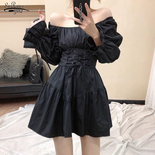 casual dresses spring elegant black dress women autumn french slash neck white korean fashion solid long sleeve slim belt 17319, Black;gray
casual dresses spring elegant black dress women autumn french slash neck white korean fashion solid long sleeve slim belt 17319, Black;gray