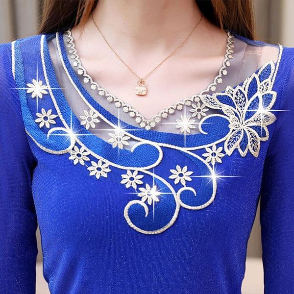 autumn winter embroidery mesh stitch women shirt bottoming long sleeved bright silk ruffle plus 4xl, White
autumn winter embroidery mesh stitch women shirt bottoming long sleeved bright silk ruffle plus 4xl, White