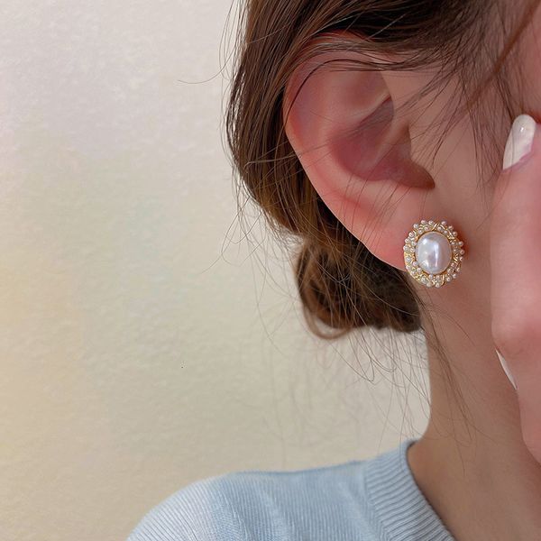 925 silver needle pearl geometric button earrings simple temperament fashion earrings, Golden
925 silver needle pearl geometric button earrings simple temperament fashion earrings, Golden