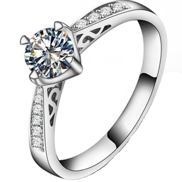 cluster rings hollow design jewelry ring classic 4prongs 925 setting silver 0.5ct synthetic nscd engagement white gold cover, Golden;silver
cluster rings hollow design jewelry ring classic 4prongs 925 setting silver 0.5ct synthetic nscd engagement white gold cover, Golden;silver