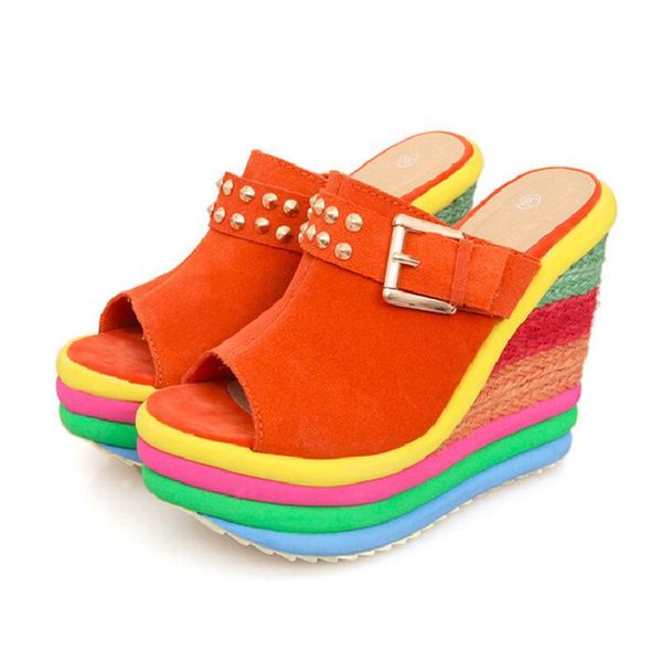 slippers ladies beautiful heels muffin shoes fashion color gorgeous women's waterproof wedges, Black
slippers ladies beautiful heels muffin shoes fashion color gorgeous women's waterproof wedges, Black