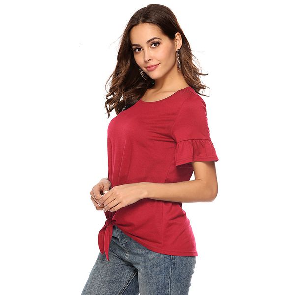 womens ruffle sleeve fashion casual cut out o neck knotted tee t-shirt solid color top, White
womens ruffle sleeve fashion casual cut out o neck knotted tee t-shirt solid color top, White