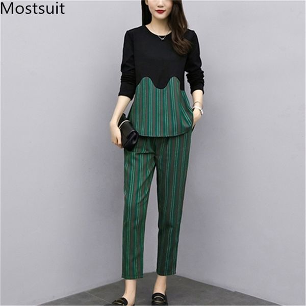 l-5xl autumn striped two piece sets outfits women plus size long sleeve and pants suits office elegant korean 210513, White
l-5xl autumn striped two piece sets outfits women plus size long sleeve and pants suits office elegant korean 210513, White
