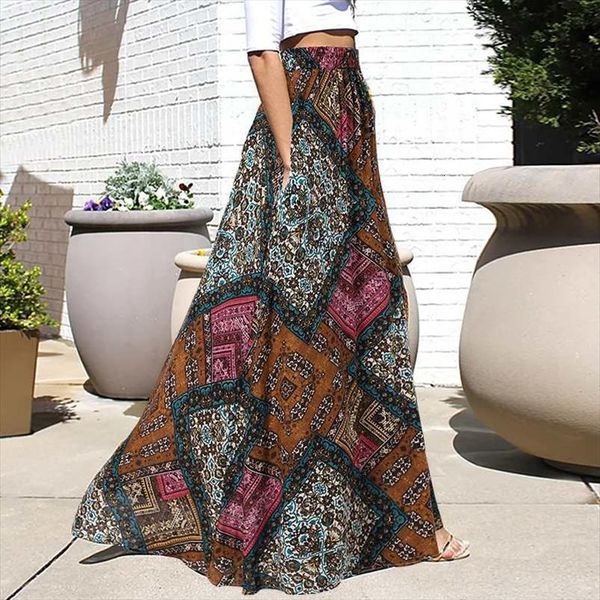 summer bohemian long printed womens skirts a line elegant loose bottoms fashion casual high elastic waist, Black
summer bohemian long printed womens skirts a line elegant loose bottoms fashion casual high elastic waist, Black