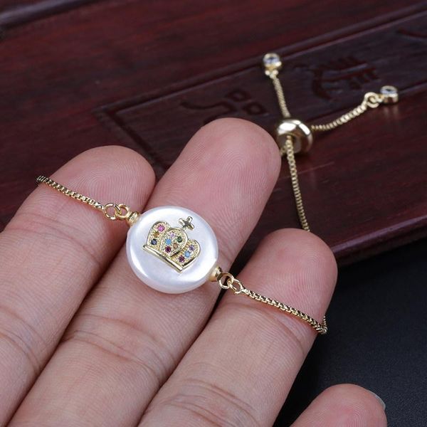 charm bracelets rainbow mix cz paved tiny crown flat round pearl connector gold dainty link bracelet for woman monther jewelry, Golden;silver
charm bracelets rainbow mix cz paved tiny crown flat round pearl connector gold dainty link bracelet for woman monther jewelry, Golden;silver