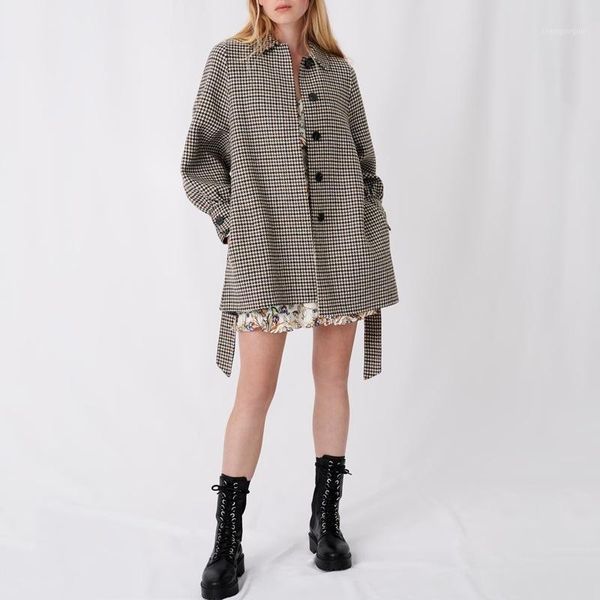 fadan m family's england waist tie lantern sleeve thousand bird lattice double-sided overcoat women's wool & blends, Black
fadan m family's england waist tie lantern sleeve thousand bird lattice double-sided overcoat women's wool & blends, Black