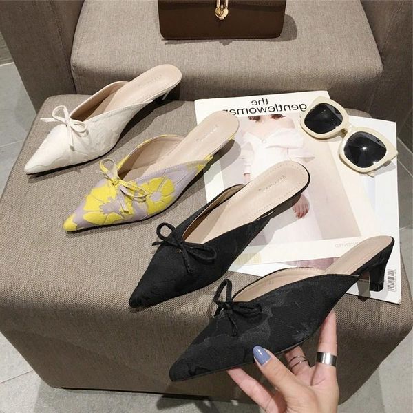 slippers 2021 summer women mules shoes fashion pointed toe outside dress black bow kitten heels woman slip on home slipper
slippers 2021 summer women mules shoes fashion pointed toe outside dress black bow kitten heels woman slip on home slipper