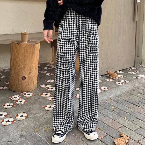 women's pants & capris wide leg high waist drape autumn 2021 houndstooth straight casual slim mopping trousers, Black;white
women's pants & capris wide leg high waist drape autumn 2021 houndstooth straight casual slim mopping trousers, Black;white