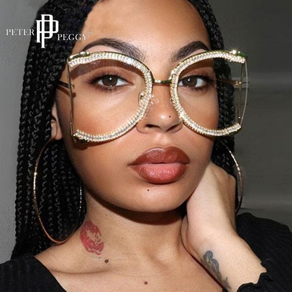 sunglasses brand designer transparent lens oversized glasses personality frame diamond women men luxury eyewear shades, White;black
sunglasses brand designer transparent lens oversized glasses personality frame diamond women men luxury eyewear shades, White;black