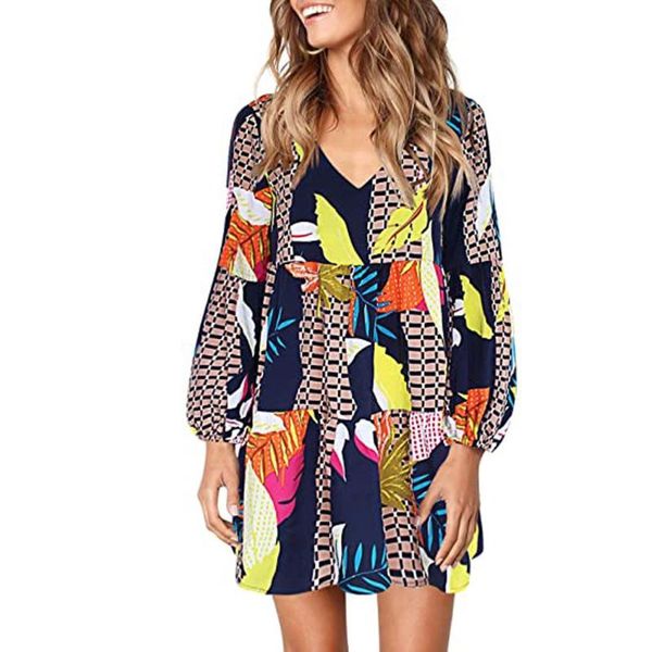 fashion womens mini dress long sleeve printed dresses swing loose comfy casual breathable v-neck vestido #t1g, Black;gray
fashion womens mini dress long sleeve printed dresses swing loose comfy casual breathable v-neck vestido #t1g, Black;gray
