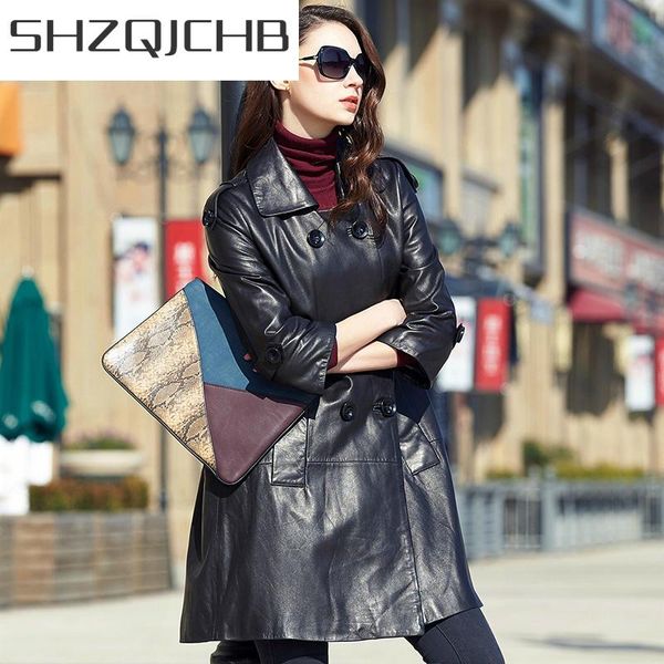 women's leather & faux shzq natural sheepskin coat female luxury real trench coats genuine leatherjackets women spring long overcoat lw, Black
women's leather & faux shzq natural sheepskin coat female luxury real trench coats genuine leatherjackets women spring long overcoat lw, Black