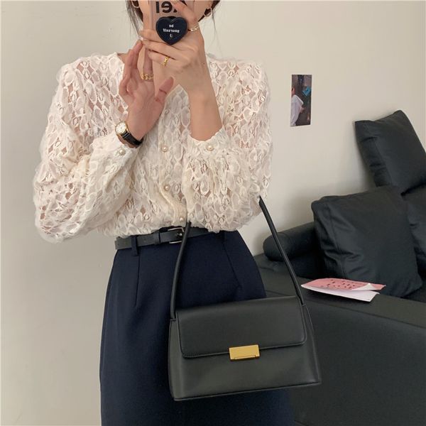 dress korean hook flower hollowed out v-neck bottomed shirts lace all match stylish large size women clothe blouses, White
dress korean hook flower hollowed out v-neck bottomed shirts lace all match stylish large size women clothe blouses, White