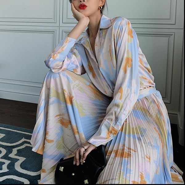 shengpalae tie dye pleated women skirt spring autumn blue long high waist skirts swing korean fashion 5a109, Black
shengpalae tie dye pleated women skirt spring autumn blue long high waist skirts swing korean fashion 5a109, Black