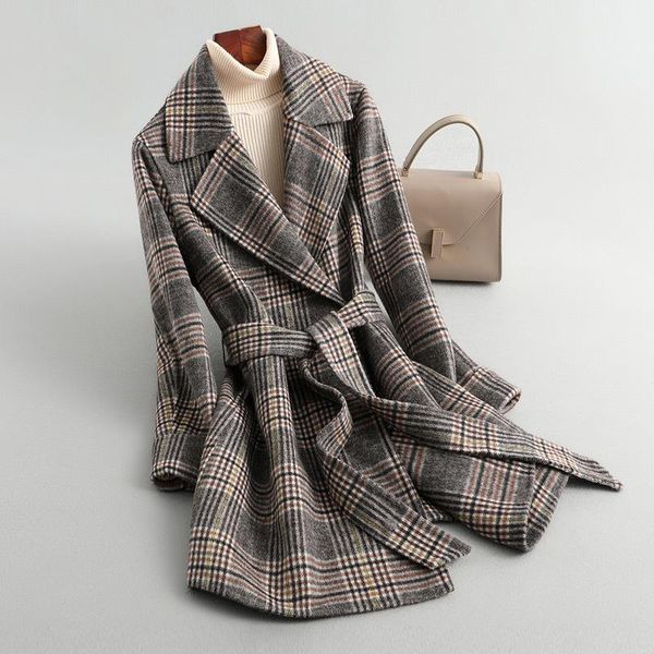 women's wool & blends autumn winter coat female elegant ladies women clothes 2021 korean vintage plaid woolen jacket fashion blend 1933, Black
women's wool & blends autumn winter coat female elegant ladies women clothes 2021 korean vintage plaid woolen jacket fashion blend 1933, Black