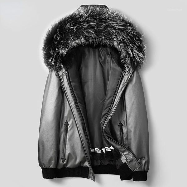 men's leather & faux 2021 winter hooded big warm fur collar parkas male black liner parka with casaco masculino inverno gmm5
men's leather & faux 2021 winter hooded big warm fur collar parkas male black liner parka with casaco masculino inverno gmm5
