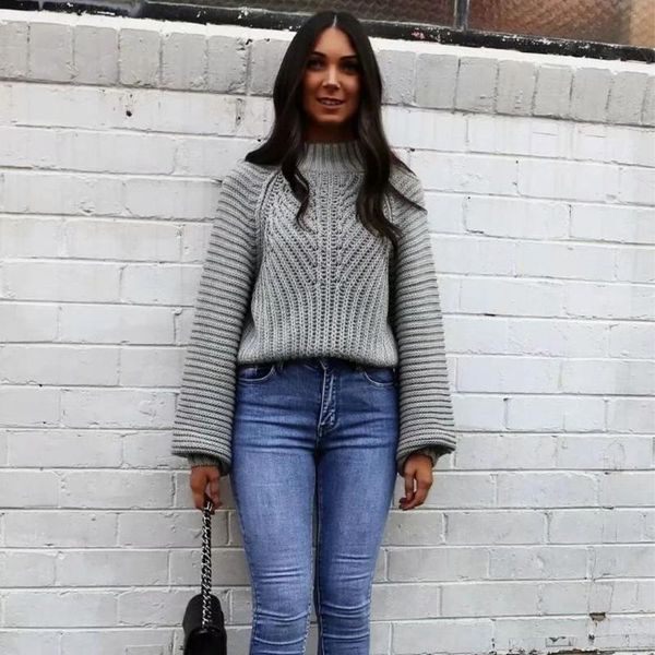 fall winter knit sweater long sleeves loose casual fashion chic women sweaters warm pullover, White;black
fall winter knit sweater long sleeves loose casual fashion chic women sweaters warm pullover, White;black