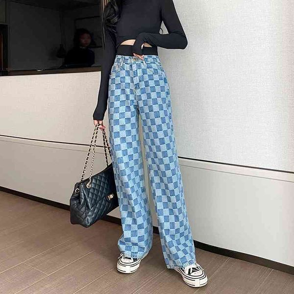 women's jeans vintage woman plus size fashion streetwear checkerboard plaid denim pants trousers ladies long loose straight leg fj, Blue
women's jeans vintage woman plus size fashion streetwear checkerboard plaid denim pants trousers ladies long loose straight leg fj, Blue