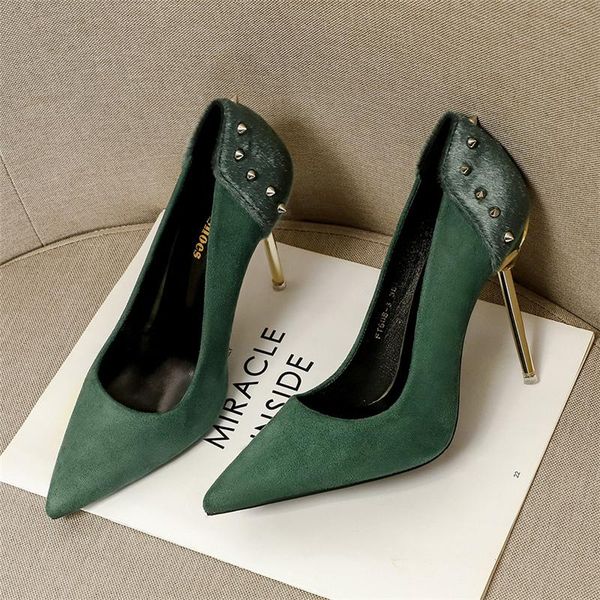 dress shoes 2021 women luxury 10cm high heels bridal pumps lady pointed toe green rivets suede stiletto scarpins female wedding fluffy, Black
dress shoes 2021 women luxury 10cm high heels bridal pumps lady pointed toe green rivets suede stiletto scarpins female wedding fluffy, Black