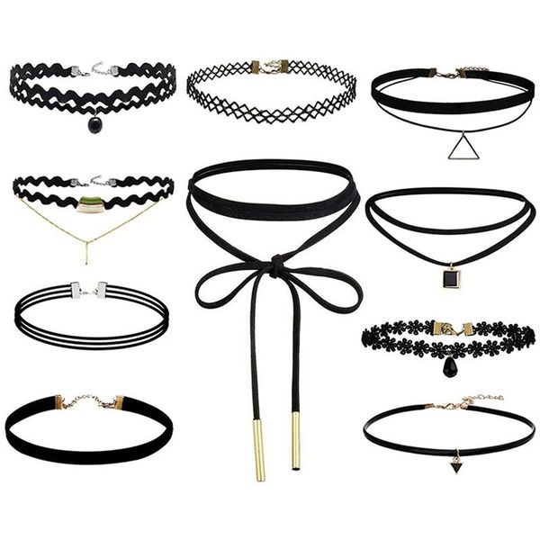 chokers 10 pcs/pack choker necklace black lace leather velvet strip woman collar party jewelry neck accessories, Golden;silver
chokers 10 pcs/pack choker necklace black lace leather velvet strip woman collar party jewelry neck accessories, Golden;silver