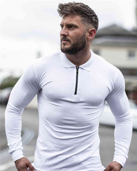 brand plain clothing polo shirt men long sleeve polo shirt zipper turn collar fashion cotton slim fit gym fitness poloshirt 210421, White;black
brand plain clothing polo shirt men long sleeve polo shirt zipper turn collar fashion cotton slim fit gym fitness poloshirt 210421, White;black