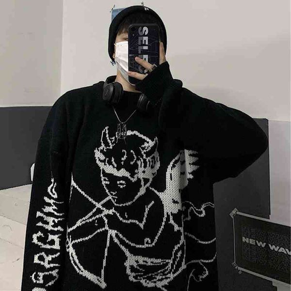 angel hip hop street fashion couple harajuku oversized sweater men knitting trend retro punk et pullover, Black
angel hip hop street fashion couple harajuku oversized sweater men knitting trend retro punk et pullover, Black