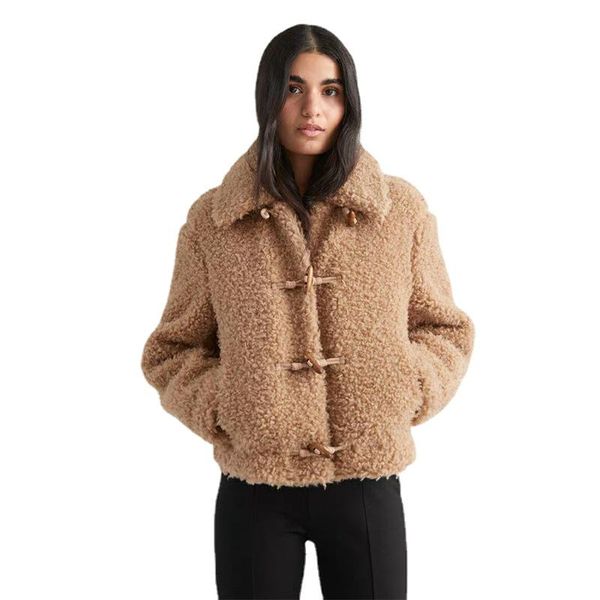 women's jackets autumn lambswool horn buttons turn-down collar long sleeve fashion warm loose temperament coats and women donsignet, Black;brown
women's jackets autumn lambswool horn buttons turn-down collar long sleeve fashion warm loose temperament coats and women donsignet, Black;brown