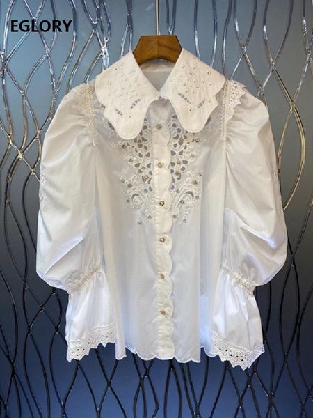 100%cotton blouse shirt 2021 spring summer designer clothes women turn-down collar hollow out embroidery beading casual shirts women's, White
100%cotton blouse shirt 2021 spring summer designer clothes women turn-down collar hollow out embroidery beading casual shirts women's, White