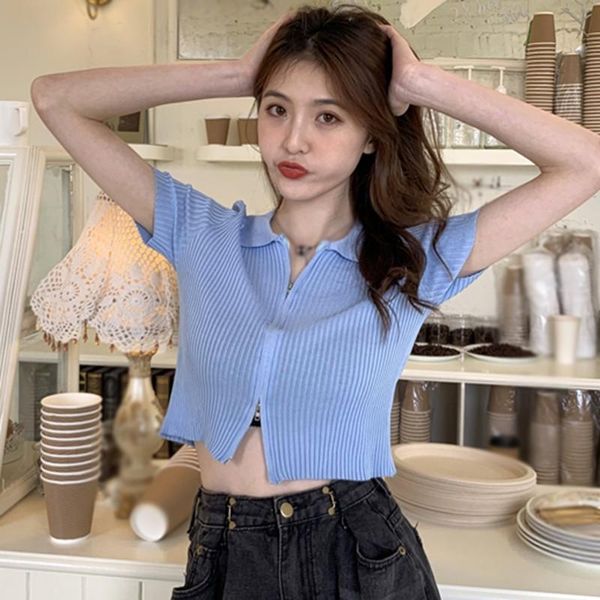 women's t-shirt women summer t shirt solid color korean style sweet knitted ladies zipper short sleeve casual 6 colors, White
women's t-shirt women summer t shirt solid color korean style sweet knitted ladies zipper short sleeve casual 6 colors, White