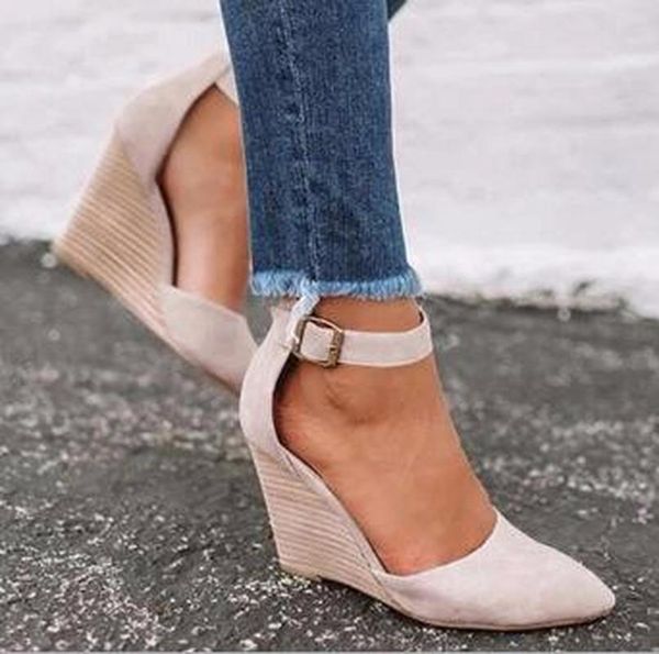 dress shoes women wedges heels platform sandals summer ladies buckle solid pointed toe female casual office party plus size 43, Black
dress shoes women wedges heels platform sandals summer ladies buckle solid pointed toe female casual office party plus size 43, Black