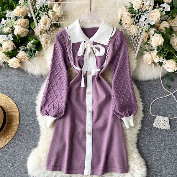 dress fall korean sweet lacing bow knitted sweater women single breasted mini party christmas dresses vestidos zhxx, Black;gray
dress fall korean sweet lacing bow knitted sweater women single breasted mini party christmas dresses vestidos zhxx, Black;gray