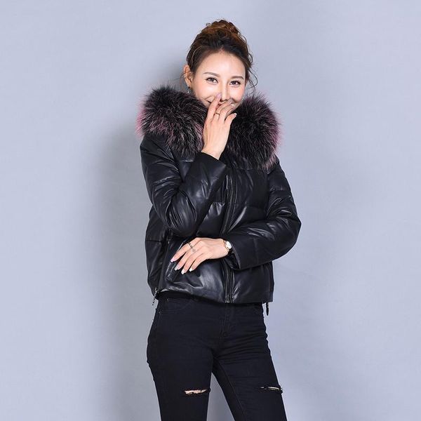 women's leather & faux real sheepskin coat winter jacket women korean down jackets raccoon fur collar genuine plus size ml1729 my2023, Black
women's leather & faux real sheepskin coat winter jacket women korean down jackets raccoon fur collar genuine plus size ml1729 my2023, Black