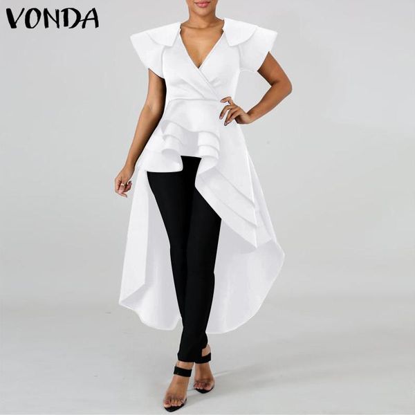 women's blouses & shirts casual high waist zipper summer blusas vonda fashion long women asymmetrical v-neck short sleeve femme, White
women's blouses & shirts casual high waist zipper summer blusas vonda fashion long women asymmetrical v-neck short sleeve femme, White