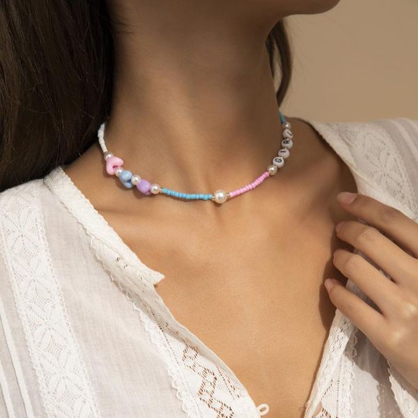 chains bohemian imitation pearl choker necklace for women cute sweet beaded letters chain neck jewelry girl beach accessories gift, Silver
chains bohemian imitation pearl choker necklace for women cute sweet beaded letters chain neck jewelry girl beach accessories gift, Silver