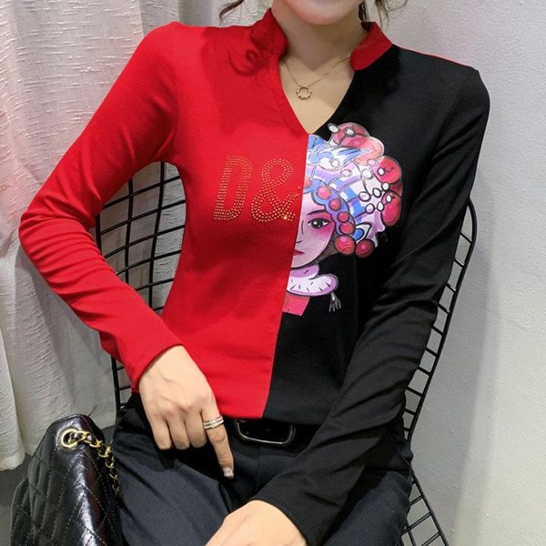women's t-shirt women long-sleeve 2021 arrival spring and autumn v-neck patchwork peking opera female chinese style c89, White
women's t-shirt women long-sleeve 2021 arrival spring and autumn v-neck patchwork peking opera female chinese style c89, White