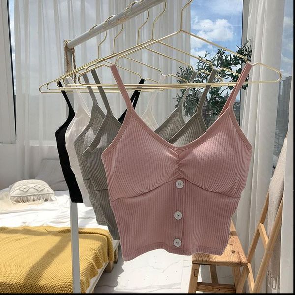 camisole fashion wild solid color womens camis sling summer button v neck cotton vest with removable chest pad, White
camisole fashion wild solid color womens camis sling summer button v neck cotton vest with removable chest pad, White
