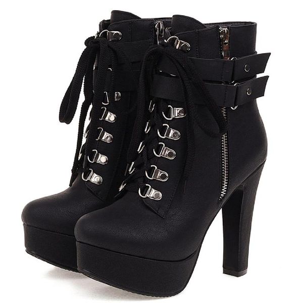 boots fashion ankle women platform high heels motorcycle buckle lace-up brown black ladies shoes large size
boots fashion ankle women platform high heels motorcycle buckle lace-up brown black ladies shoes large size