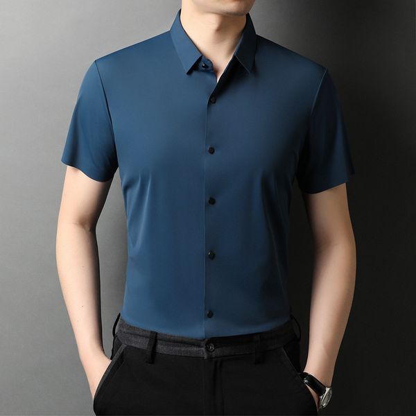 Shirt men's short sleeve summer casual top thin middle aged business ice smooth shirt, White;black
Shirt men's short sleeve summer casual top thin middle aged business ice smooth shirt, White;black