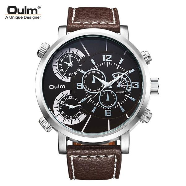 wristwatches oulm men watches big dial sports 3 time zone quartz clock drop reloj hombre 2021, Slivery;brown
wristwatches oulm men watches big dial sports 3 time zone quartz clock drop reloj hombre 2021, Slivery;brown